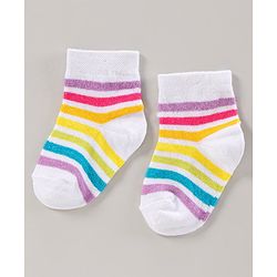 Cute Walk by Babyhug Anti Bacterial Ankle Length Socks Pack of 2 Striped - Multicolor