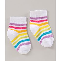 Cute Walk by Babyhug Anti Bacterial Ankle Length Socks Pack of 2 Striped - Multicolor