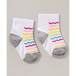 Cute Walk by Babyhug Anti Bacterial Ankle Length Socks Pack of 2 Striped - Multicolor