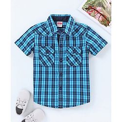 Babyhug Half Sleeves Check Shirt - Blue