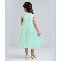 Babyhug Sleeveless Frock With Sequins - Mint Blue