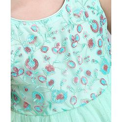 Babyhug Sleeveless Frock With Sequins - Mint Blue