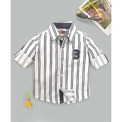 Babyhug Full Sleeves T-shirt Striped - White