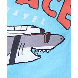 Babyhug Half Sleeves Biowashed Tee Shark Print - Blue