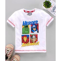 Babyhug Half Sleeves Biowashed T-shirt Marvel Print - White