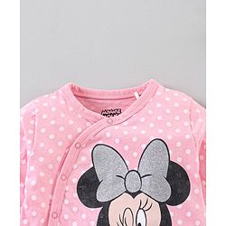 Babyhug Full Sleeves Sleep Suit Minnie Mouse Patch - Pink