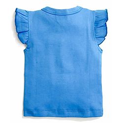 Babyhug 100% Cotton Flutter Sleeves Vest Giraffe Print - Blue