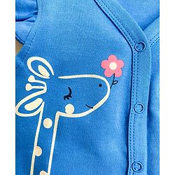Babyhug 100% Cotton Flutter Sleeves Vest Giraffe Print - Blue