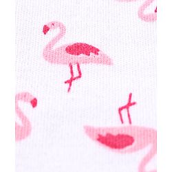 Babyhug 100%Cotton Short Sleeves Vest Flamingo Print - White Pink
