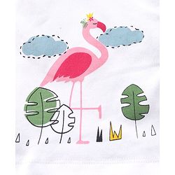 Babyhug 100%Cotton Short Sleeves Vest Flamingo Print - White Pink