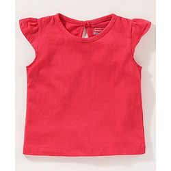 Babyhug Dungaree With Half Sleeves Inner Tee - Red & Blue