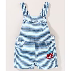 Babyhug Dungaree With Half Sleeves Inner Tee - Red & Blue