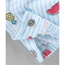 Babyhug Dungaree With Inner Top Fruits Print - Blue Pink