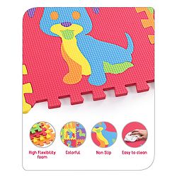Babyhug Premium Pop Out Interlocking Animal Floor Puzzle Playmat (95cm * 95cm)- 9 Jumbo Pieces| Eva Soft Colorful Kids Floor mat - Thickness 1 cm| BIS Certified| 6 months+| Colors may vary