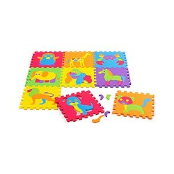 Babyhug Premium Pop Out Interlocking Animal Floor Puzzle Playmat (95cm * 95cm)- 9 Jumbo Pieces| Eva Soft Colorful Kids Floor mat - Thickness 1 cm| BIS Certified| 6 months+| Colors may vary