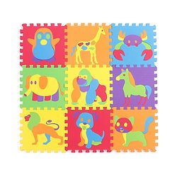 Babyhug Premium Pop Out Interlocking Animal Floor Puzzle Playmat (95cm * 95cm)- 9 Jumbo Pieces| Eva Soft Colorful Kids Floor mat - Thickness 1 cm| BIS Certified| 6 months+| Colors may vary