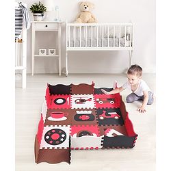 Babyhug Pop Out Floor Puzzle Playmat with Fence (Colour May vary)