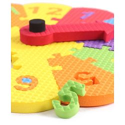 Babyhug Premium EVA Foam Fun Clock Puzzle 1-12 Pieces| Montessori Learning Eva Soft Colorful Toy - Thickness 1 cm| BIS Certified| 2 Years+| Colors may vary
