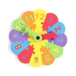 Babyhug Premium EVA Foam Fun Clock Puzzle 1-12 Pieces| Montessori Learning Eva Soft Colorful Toy - Thickness 1 cm| BIS Certified| 2 Years+| Colors may vary