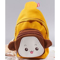 Babyhug Fashion Backpack Monkey Design - Yellow
