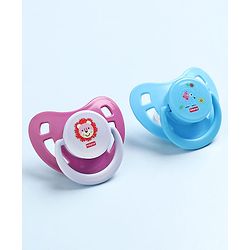 Babyhug BPA Free Pacifiers in PP Case with Animal Print Pack of 2 - Blue & Purple