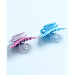 Babyhug BPA Free Pacifiers in PP Case with Animal Print Pack of 2 - Blue & Purple