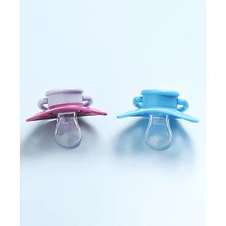 Babyhug BPA Free Pacifiers in PP Case with Animal Print Pack of 2 - Blue & Purple