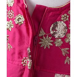Babyhug Sleeveless Floral Print Ethnic Dress - Pink