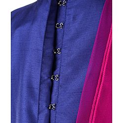 Babyhug Half Sleeves Choli Lehenga With Dupatta - Blue Fuschia