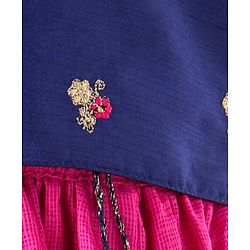 Babyhug Half Sleeves Choli Lehenga With Dupatta - Blue Fuschia