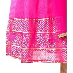 Babyhug Half Sleeves Choli Lehenga With Dupatta - Blue Fuschia