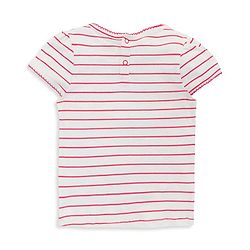 Babyhug Embroidered Frock with Cap Sleeves Striped Inner Tee - Red