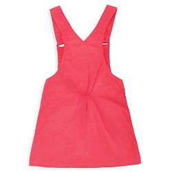 Babyhug Embroidered Frock with Cap Sleeves Striped Inner Tee - Red