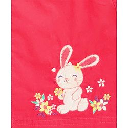 Babyhug Embroidered Frock with Cap Sleeves Striped Inner Tee - Red