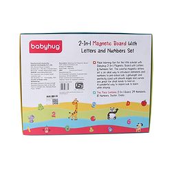 Babyhug 2 in 1  Magnetic Letters and Numbers Learning & Writing Board with Duster & Chalk 49 pieces- Multicolour