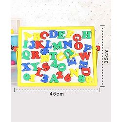 Babyhug 2 in 1  Magnetic Letters and Numbers Learning & Writing Board with Duster & Chalk 49 pieces- Multicolour