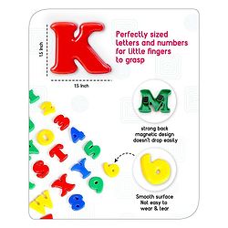 Babyhug 2 in 1  Magnetic Letters and Numbers Learning & Writing Board with Duster & Chalk 49 pieces- Multicolour