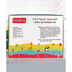 Babyhug 2 in 1  Magnetic Letters and Numbers Learning & Writing Board with Duster & Chalk 49 pieces- Multicolour