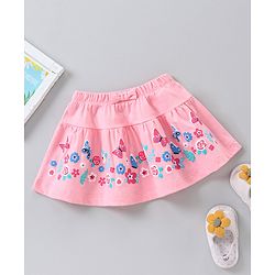 Babyhug Mid Thigh Length Skirt Butterfly Print - Pink