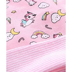 Babyhug 100% Cotton Cap Mitten & Booties Set Unicorn Print Pink - Diameter 11.5 cm