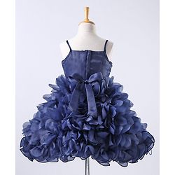 Babyhug Sleeveless Sequin Detailing Frock - Navy Blue