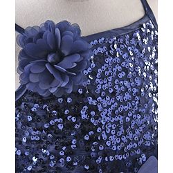 Babyhug Sleeveless Sequin Detailing Frock - Navy Blue