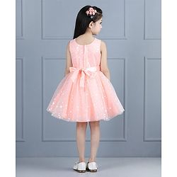 Babyhug Sleeveless Frock Star Embellishment - Peach