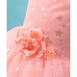 Babyhug Sleeveless Frock Star Embellishment - Peach