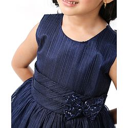 Babyhug Sleeveless Party Wear Frock With Bow - Blue