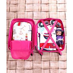 Babyhug Kid's Expandable Trolley Bag Owl Print Blue - 18 Inches| Shock Resistant| Telescopic Handle| Water Resistant| Easy Zipper Closure| Durable Wheels