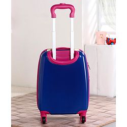 Babyhug Kid's Expandable Trolley Bag Owl Print Blue - 18 Inches| Shock Resistant| Telescopic Handle| Water Resistant| Easy Zipper Closure| Durable Wheels