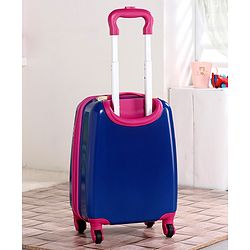 Babyhug Kid's Expandable Trolley Bag Owl Print Blue - 18 Inches| Shock Resistant| Telescopic Handle| Water Resistant| Easy Zipper Closure| Durable Wheels