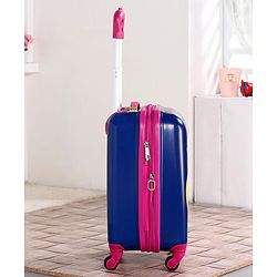 Babyhug Kid's Expandable Trolley Bag Owl Print Blue - 18 Inches| Shock Resistant| Telescopic Handle| Water Resistant| Easy Zipper Closure| Durable Wheels