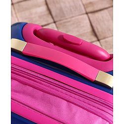 Babyhug Kid's Expandable Trolley Bag Owl Print Blue - 18 Inches| Shock Resistant| Telescopic Handle| Water Resistant| Easy Zipper Closure| Durable Wheels